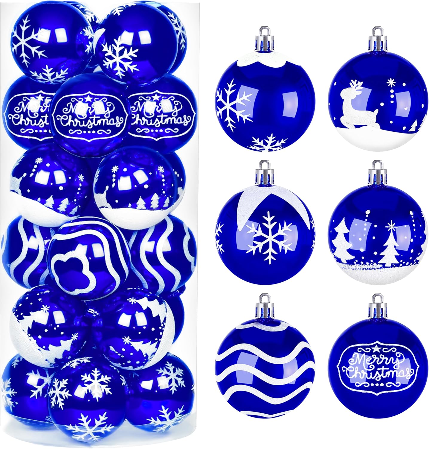 Joiedomi - 24 Bolas navideñas Azules y Blancas de 2,3" Irrompibles