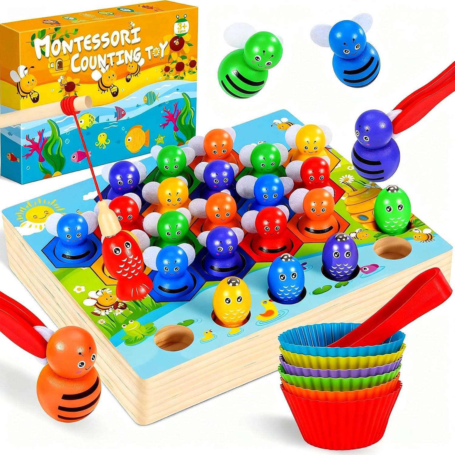 Ophy Juego de Pesca Magnético Juguetes de Madera - Montessori