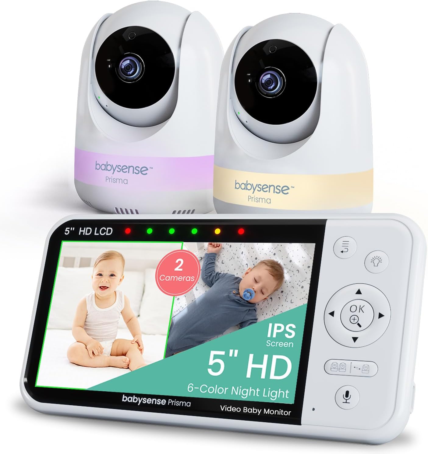Babysense Vigilabebés 720p HD 5 pulgadas con 2 cámaras