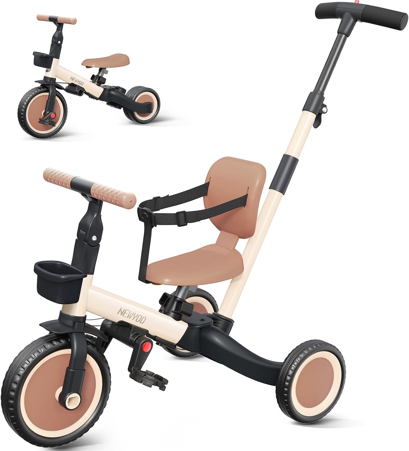 newyoo TR007 Triciclo Evolutivo 5 en 1 para Bebé 1-3 Años con Barra de Seguridad y Empuje