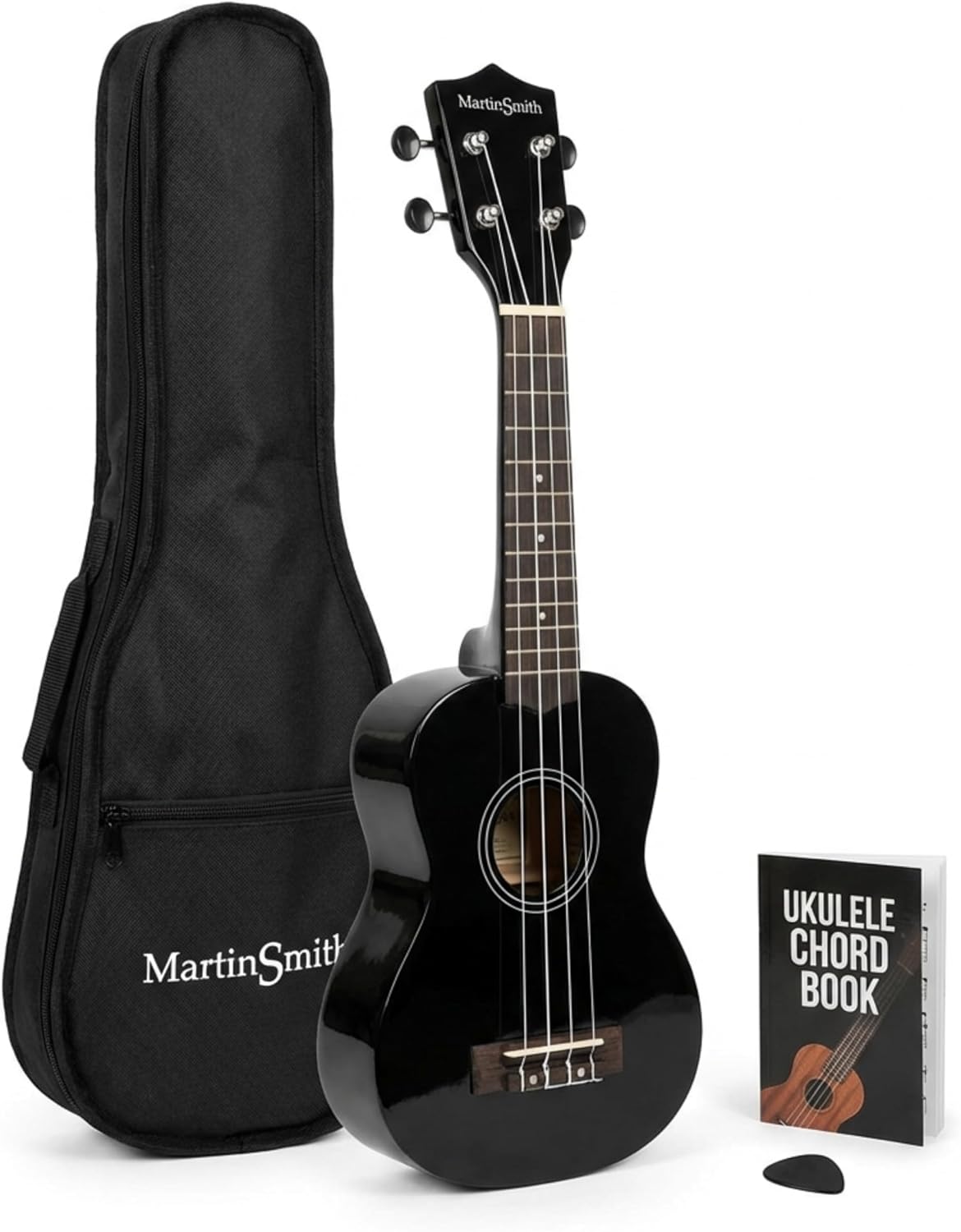 Martin Smith UK-212-BK Ukelele Soprano con Bolsa - Negro, 21"