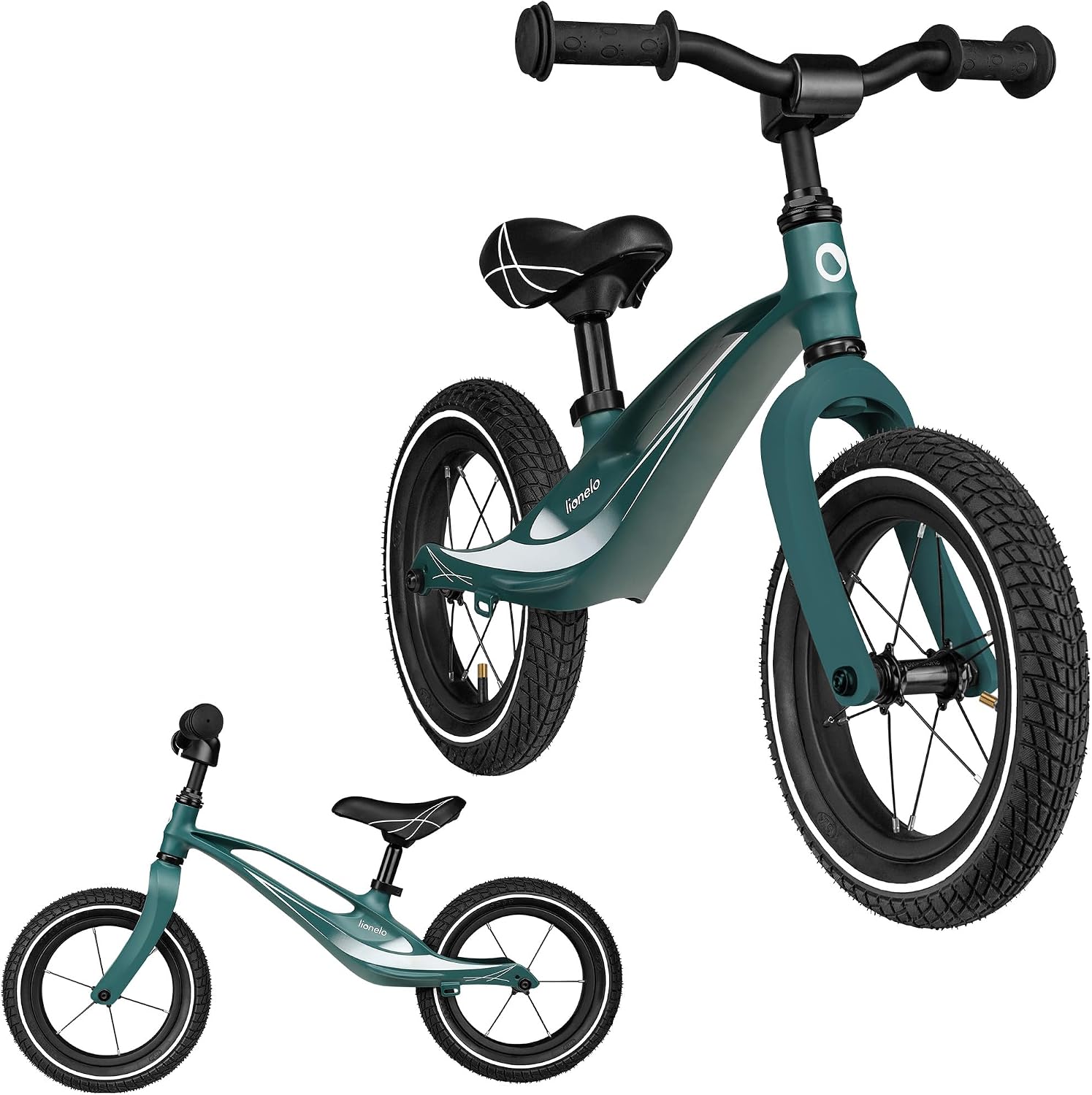 lionelo Bart Bicicleta sin Pedales de 2 años hasta 30kg, Cuadro de magnesio, al Estilo Deportivo, Ruedas 12", Altura de Manillar y sillín Regulable, Muy Robusta y Ligera (Verde, Bart Air)