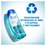 Infografika: butelka szamponu Head&Shoulders -  DEEP CLEANSE SCALP DETOX - OPAKOWANIE WYKONANE W 100% Z PLASTIKU Z RECYKLINGU*; NIE DOTYCZY NAKRĘTKI, BARWNIKÓW I DODATKÓW