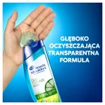 Infografika: butelka szamponu Head&Shoulders - DEEP CLEANSE OIL CONTROL - GŁĘBOKO OCZYSZCZAJĄCA TRANSPARENTNA FORMUŁA