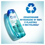 Infografika: butelka szamponu Head&Shoulders - DEEP CLEANSE ITCHY PREVENTION - OPAKOWANIE WYKONANE W 100% Z PLASTIKU Z RECYKLINGU*; NIE DOTYCZY NAKRĘTKI, BARWNIKÓW I DODATKÓW