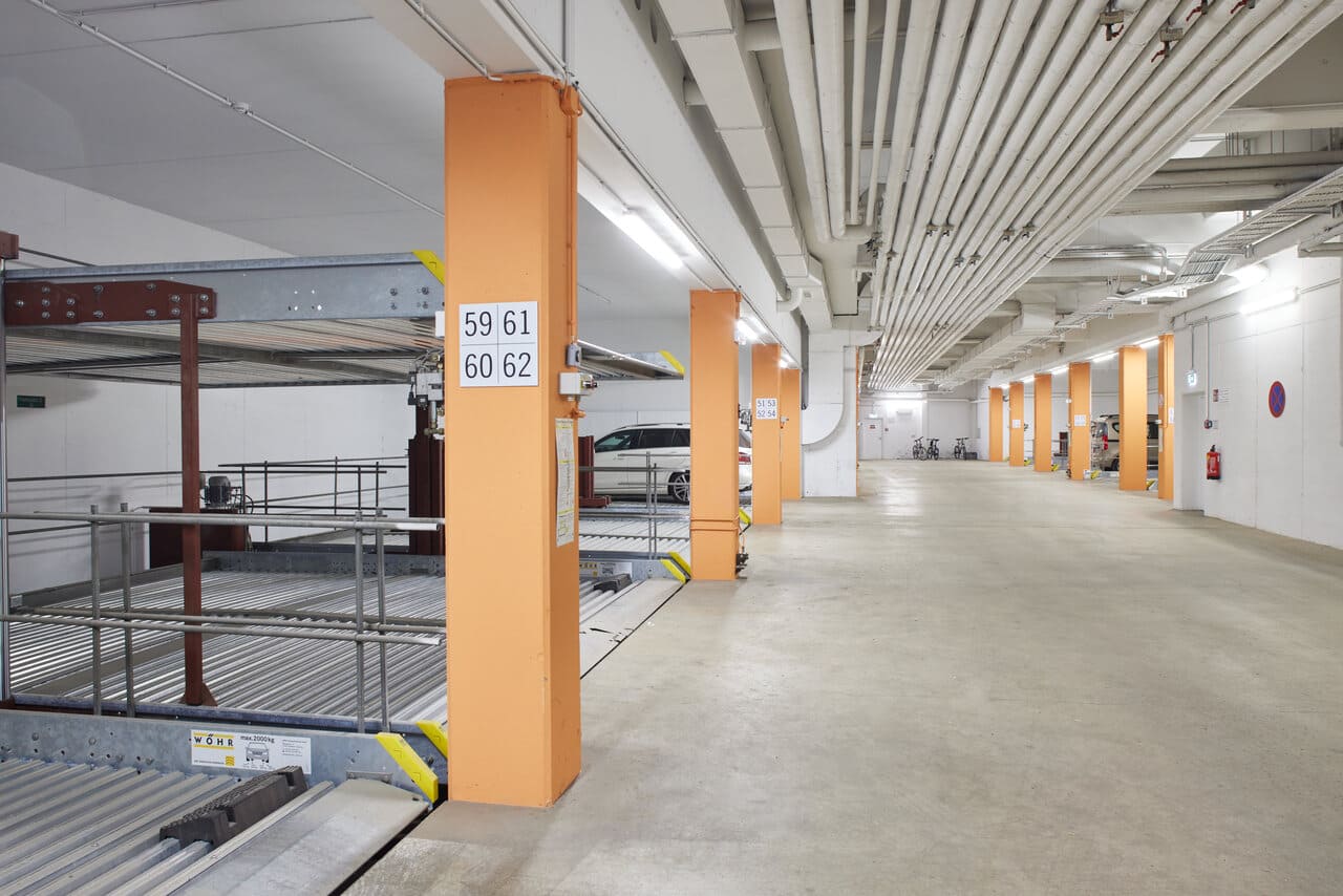 An empty underground parking lot