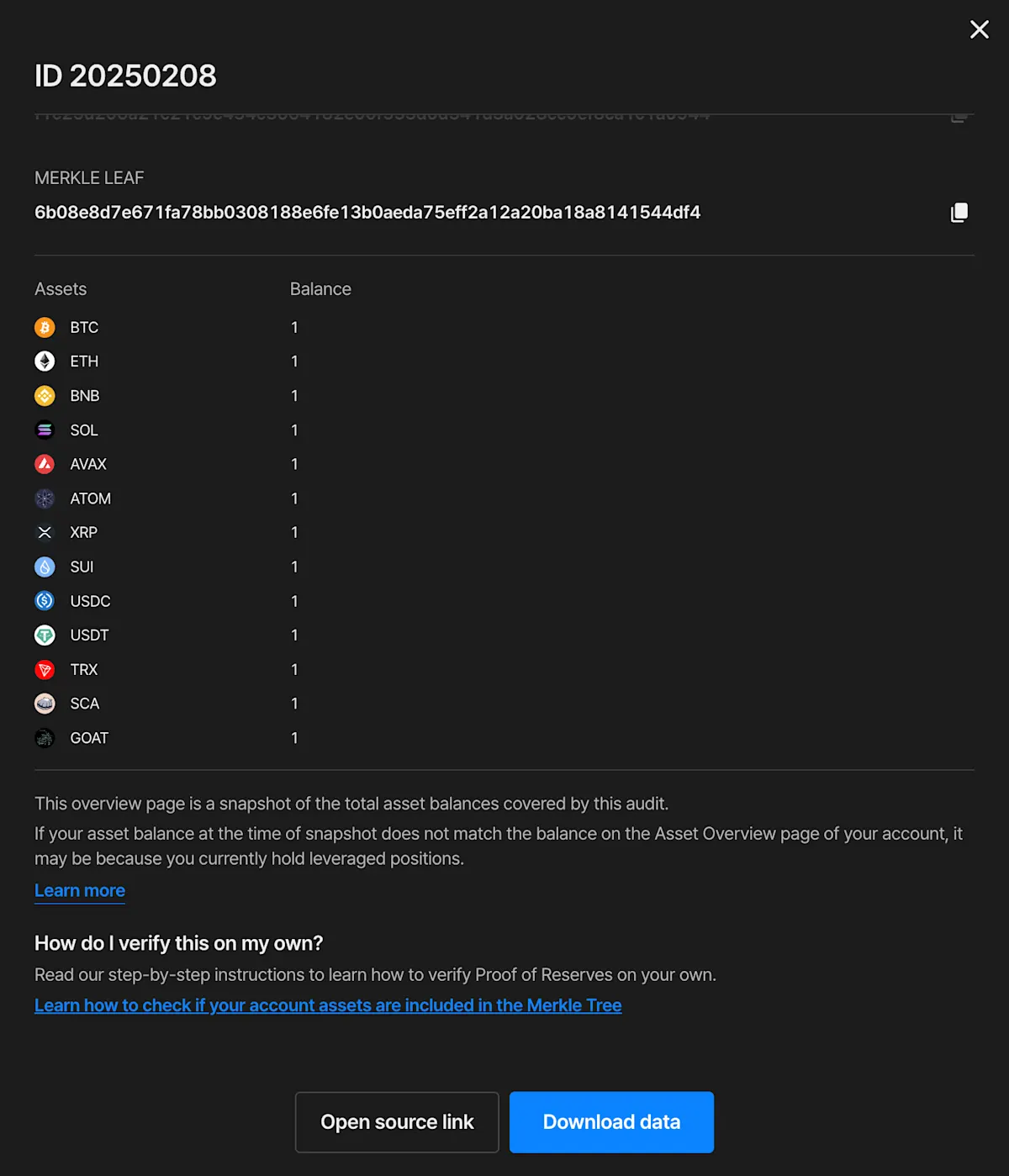 Flipster's Proof of Reserves Download Audit Page