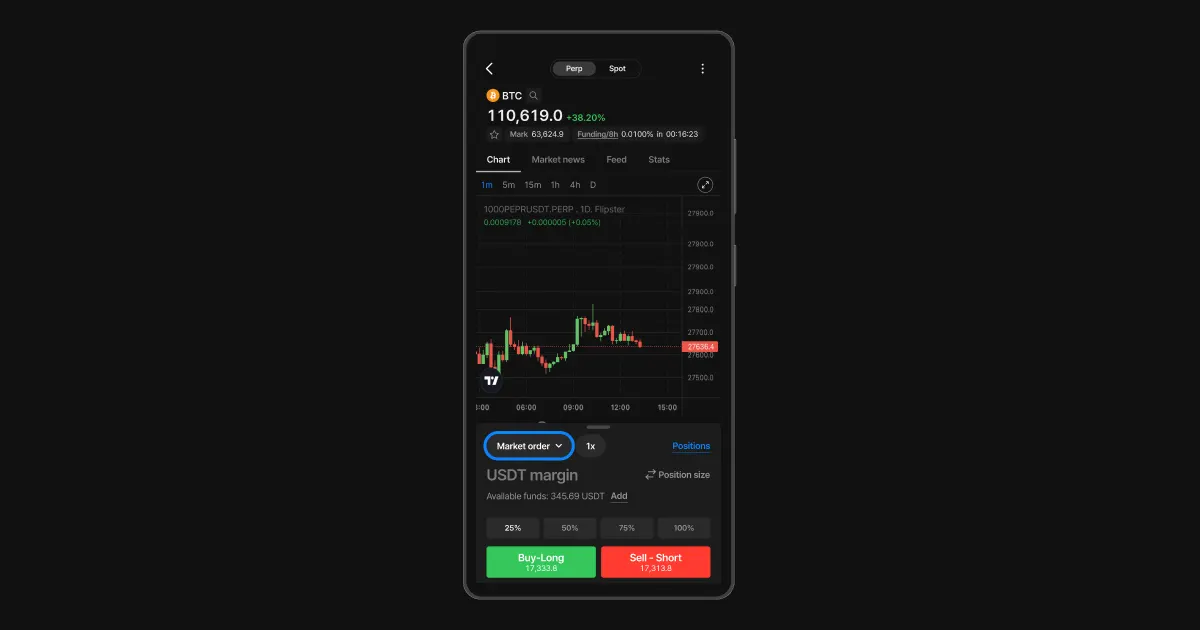 Flipster's App Ethereum Trade Page