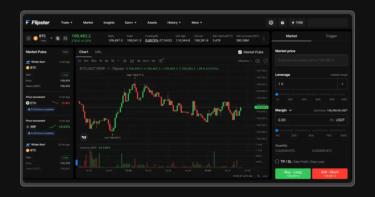 Flipster BTC Trade Page