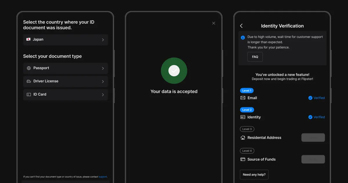 Completing the KYC process on Flipster: Submit a valid government-issued ID on the Flipster App