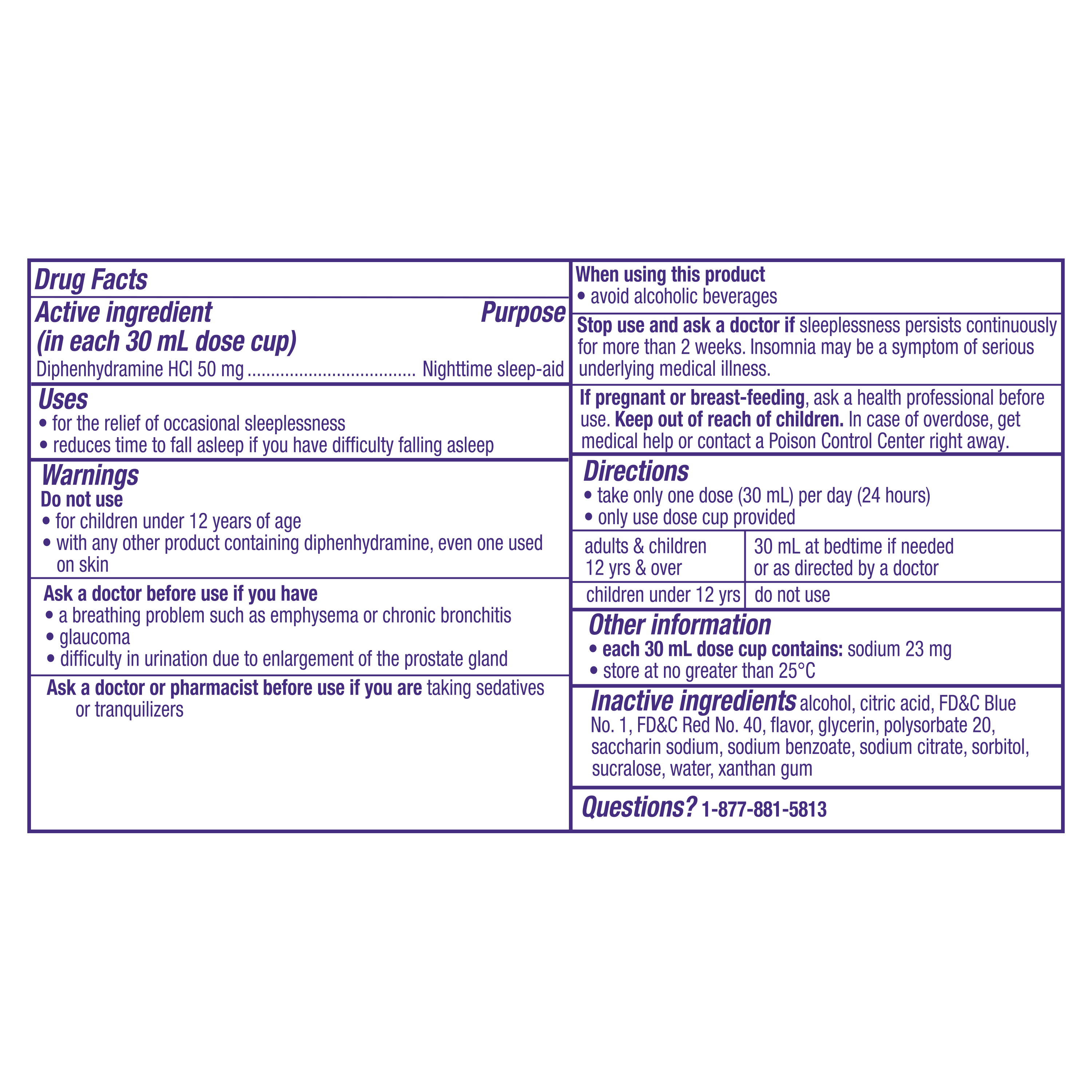 ZzzQuil Warming Berry Liquid - Label Facts