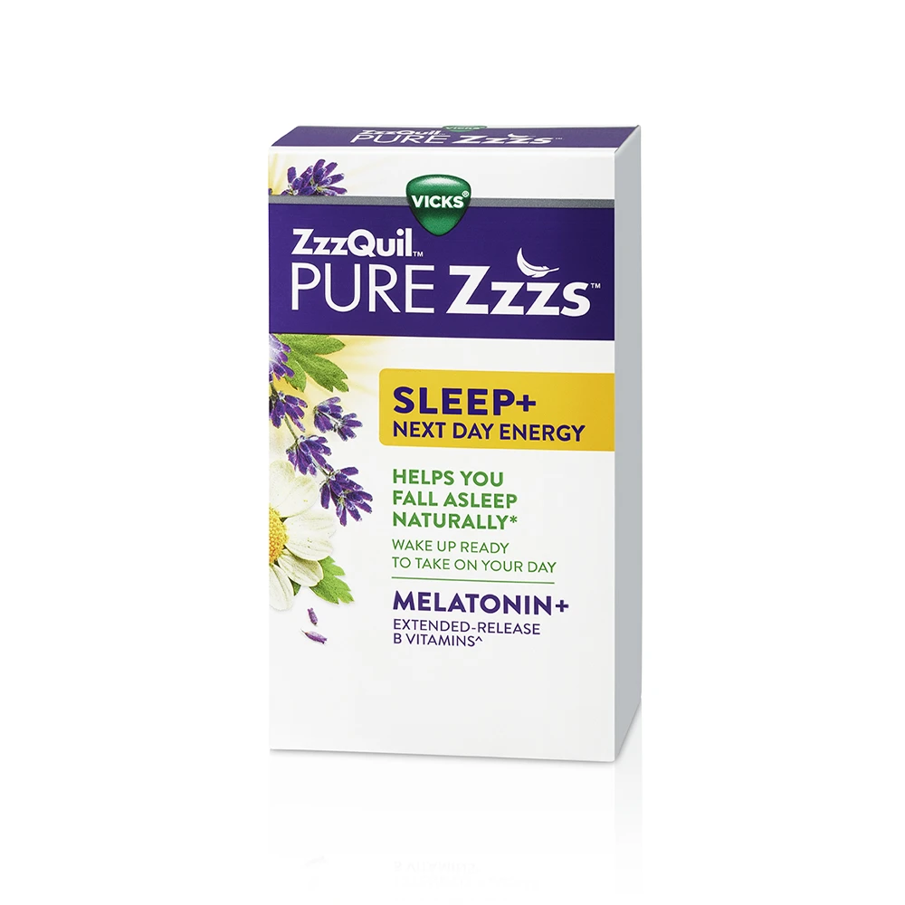 ZzzQuil PURE Zzzs Sleep + Next Day energy tablets