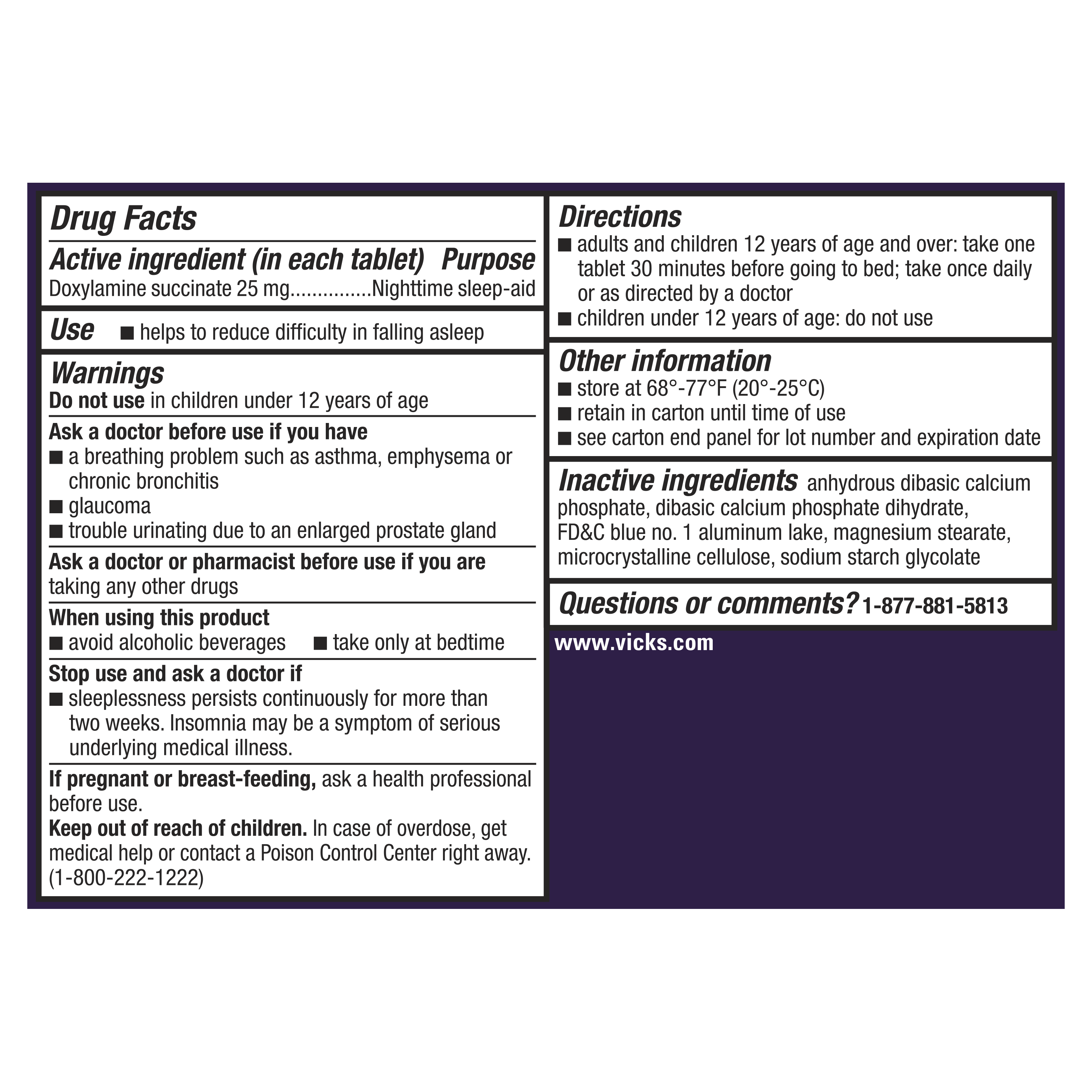 ZzzQuil ULTRA, Nighttime Sleep Aid, 25 mg Doxylamine Succinate Tablet - Label Facts