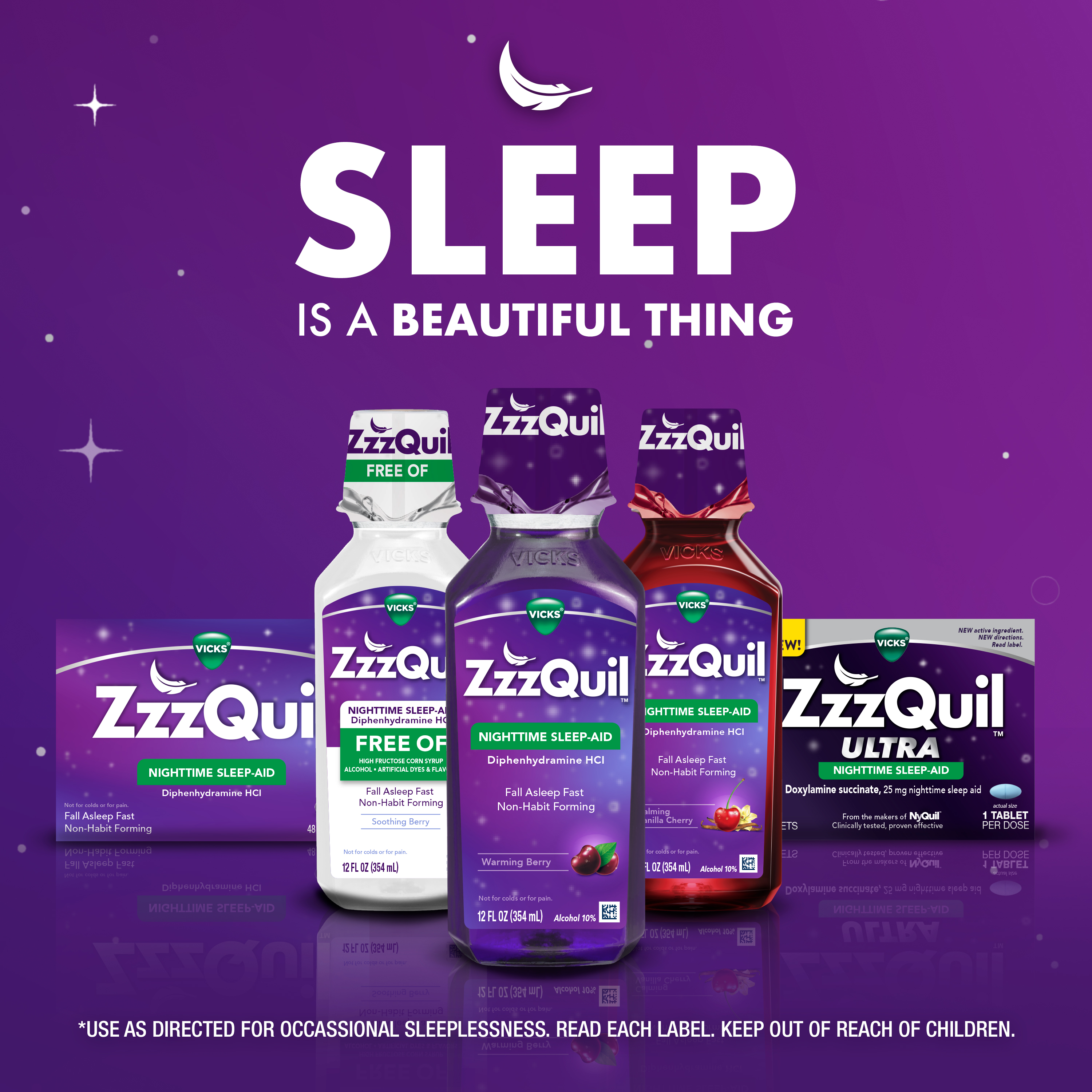Non-Habit Forming Warming Berry Flavor Sleep Aid Liquid | ZzzQuil