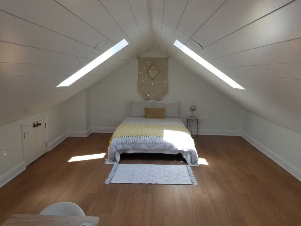 a view of a remodeled attic