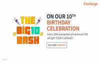 FreeCharge : 10th birthday celebration win upto ₹1000 cashback. Assured cashback of minimum Rs. 10