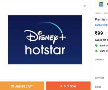 Disney+ Hotstar Premium Subscription at Rs.99[real price: 1499] from Flipkart