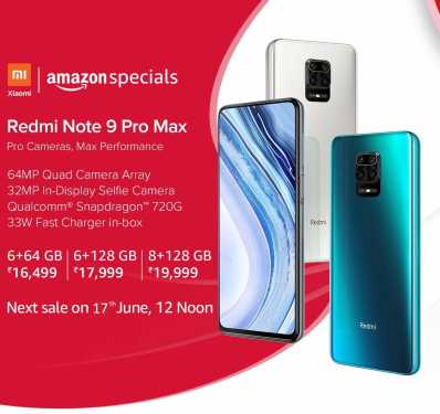 Amazon sale: Xiaomi Redmi Note 9 Pro Max Sale on 27th May @ 12PM from Amazon, Price Starts from Rs.16499 + Airtel double data offer