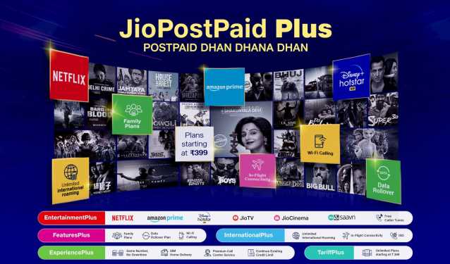 Jio introduced New Postpaid Plus Plans starting at Rs. 399 + FREE Netflix, Amazon Prime, Hotstar and other benefits