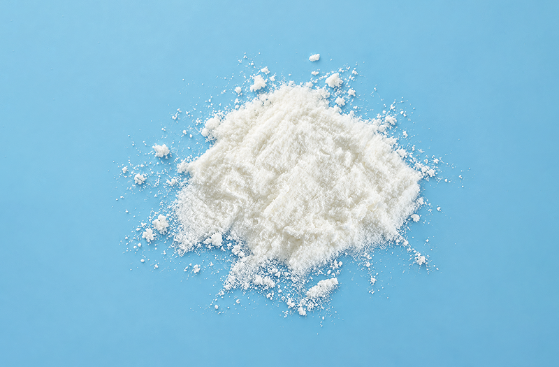 White powder on a blue background