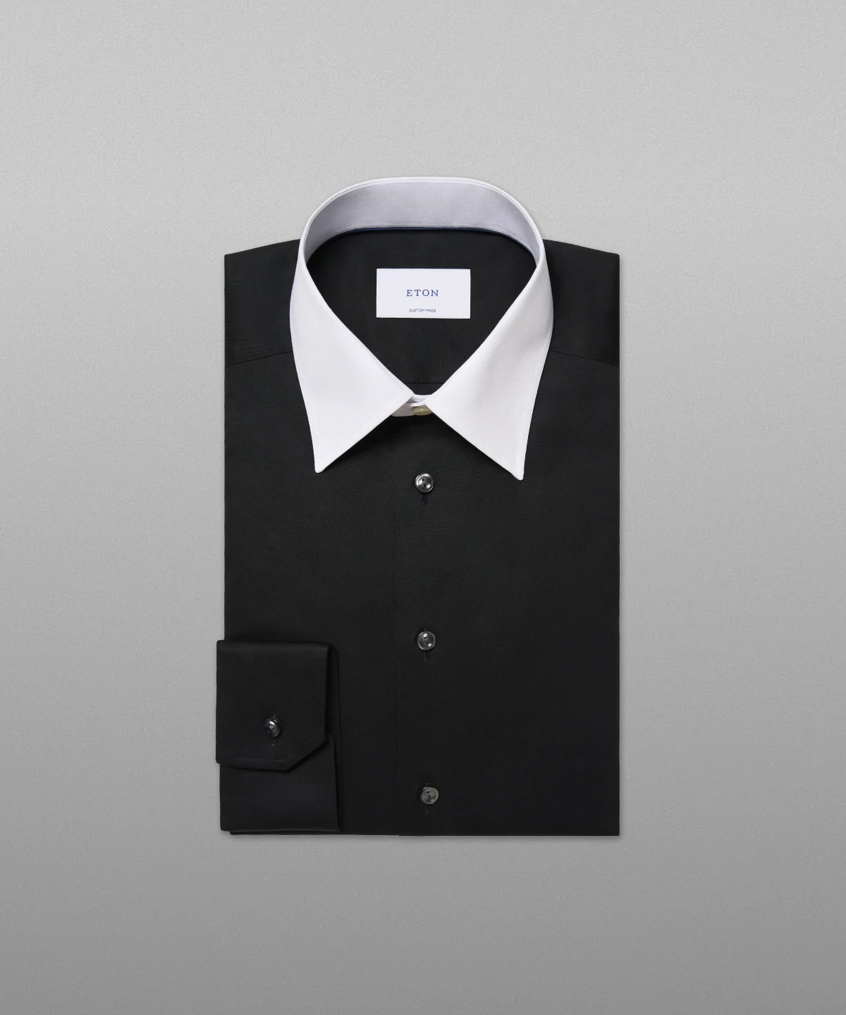 black shirt white collar