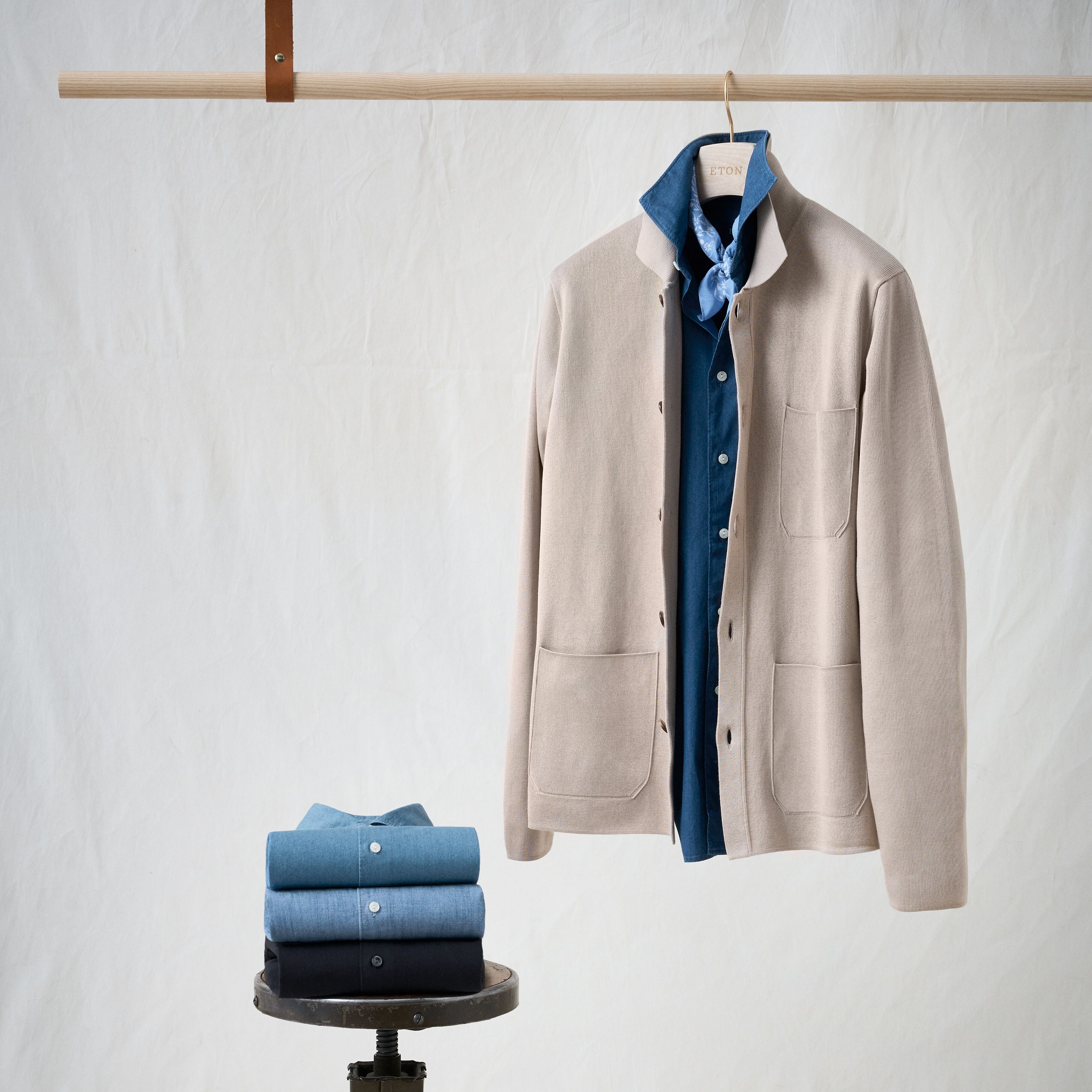 Mid Blue Denim Shirt - Eton