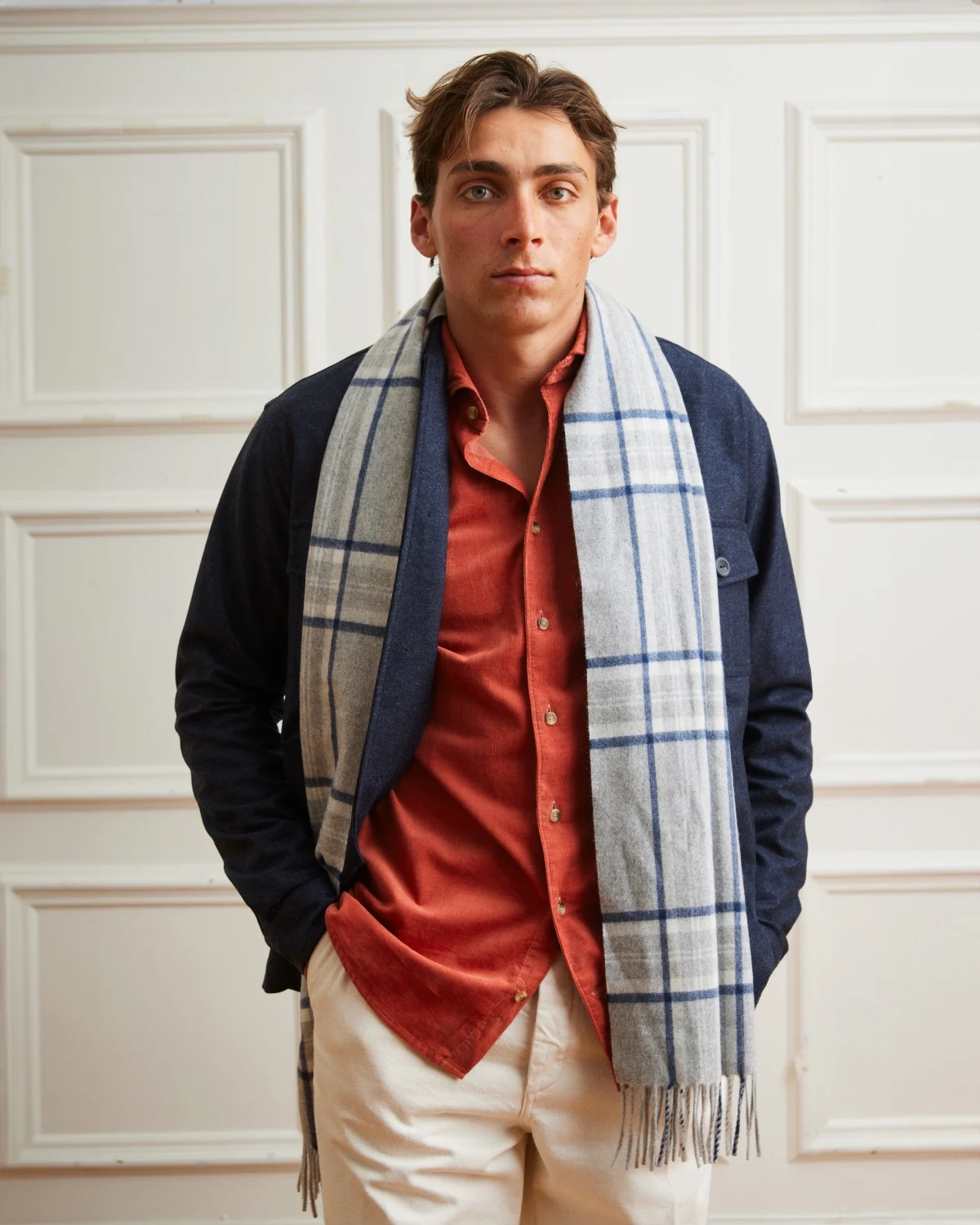 mondo duplantis for eton in shirt overshirt and scarf