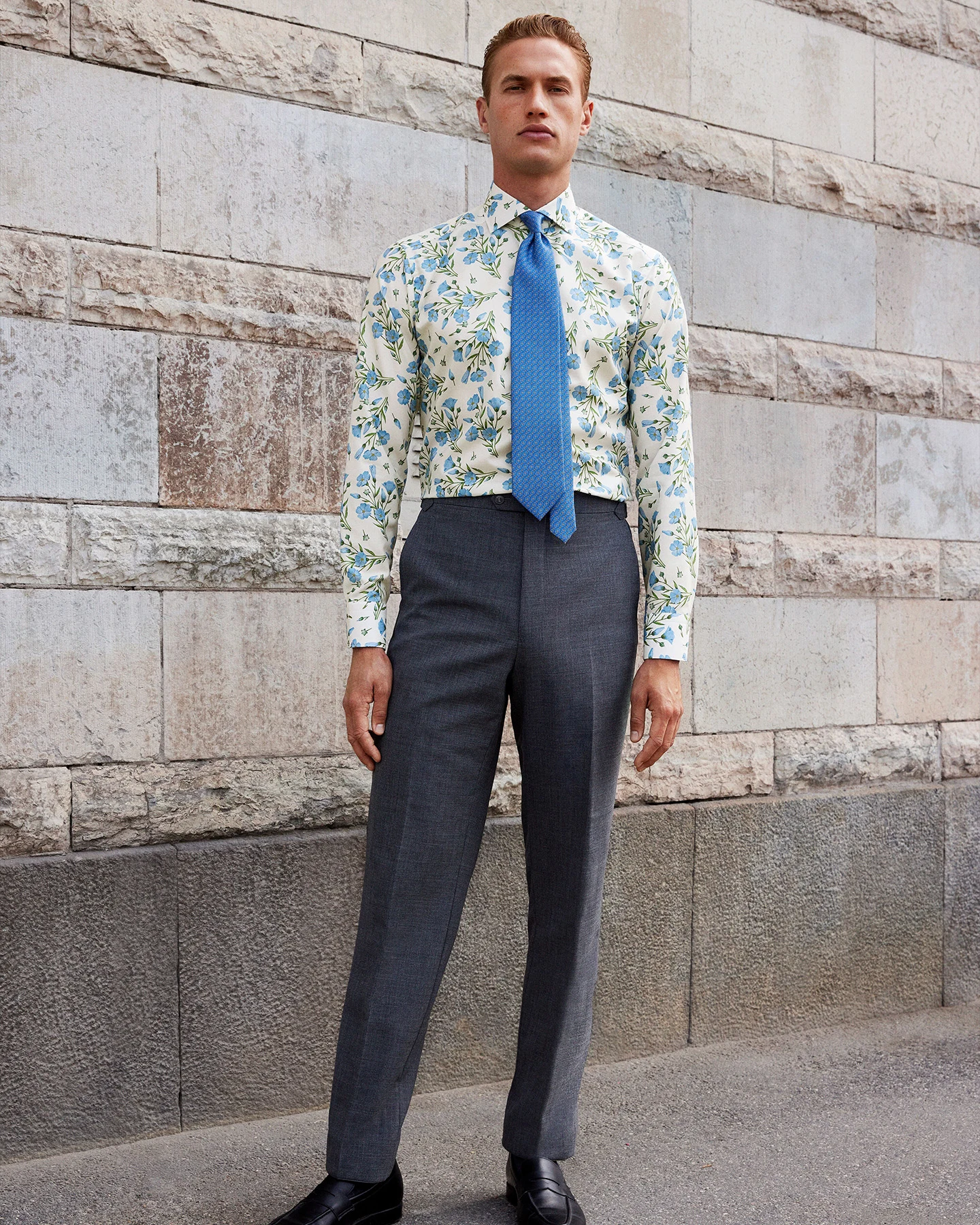 floral print shirt with tie