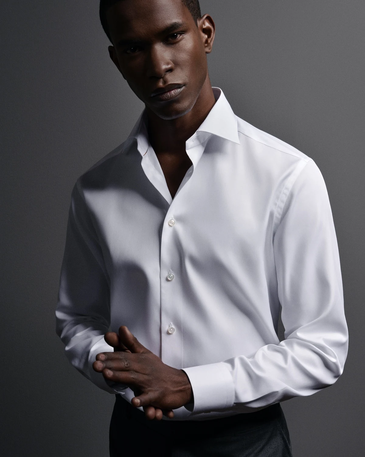 model with giza 45 white shirt