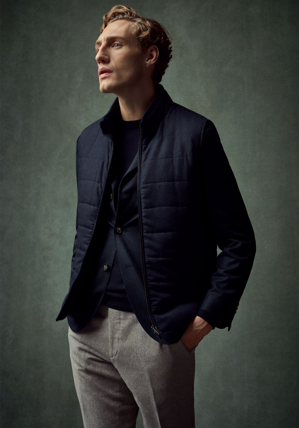 navy padded vest