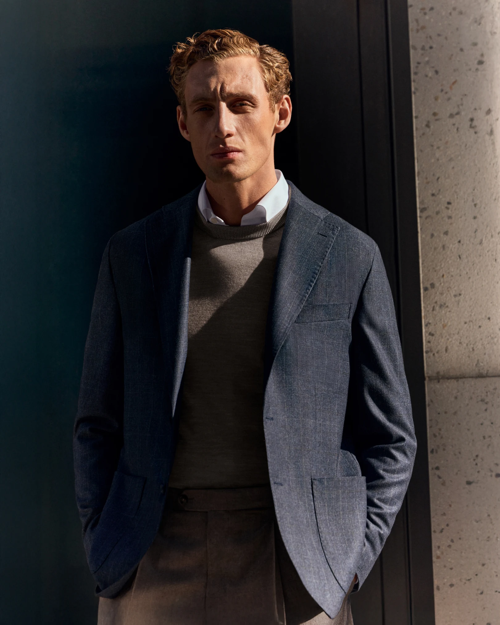 knit shirt soft jacket on model