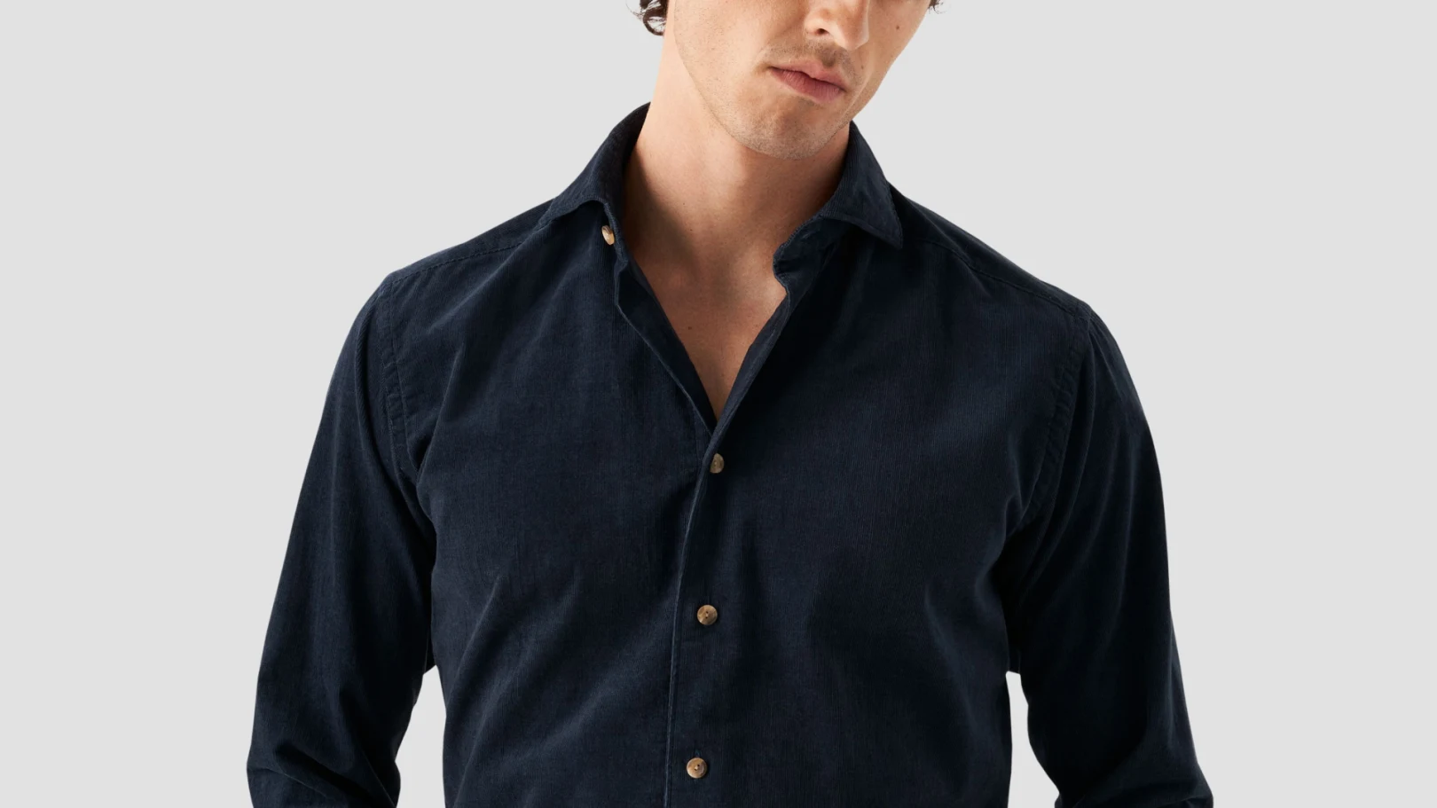 Fine Wale Corduroy shirt on model