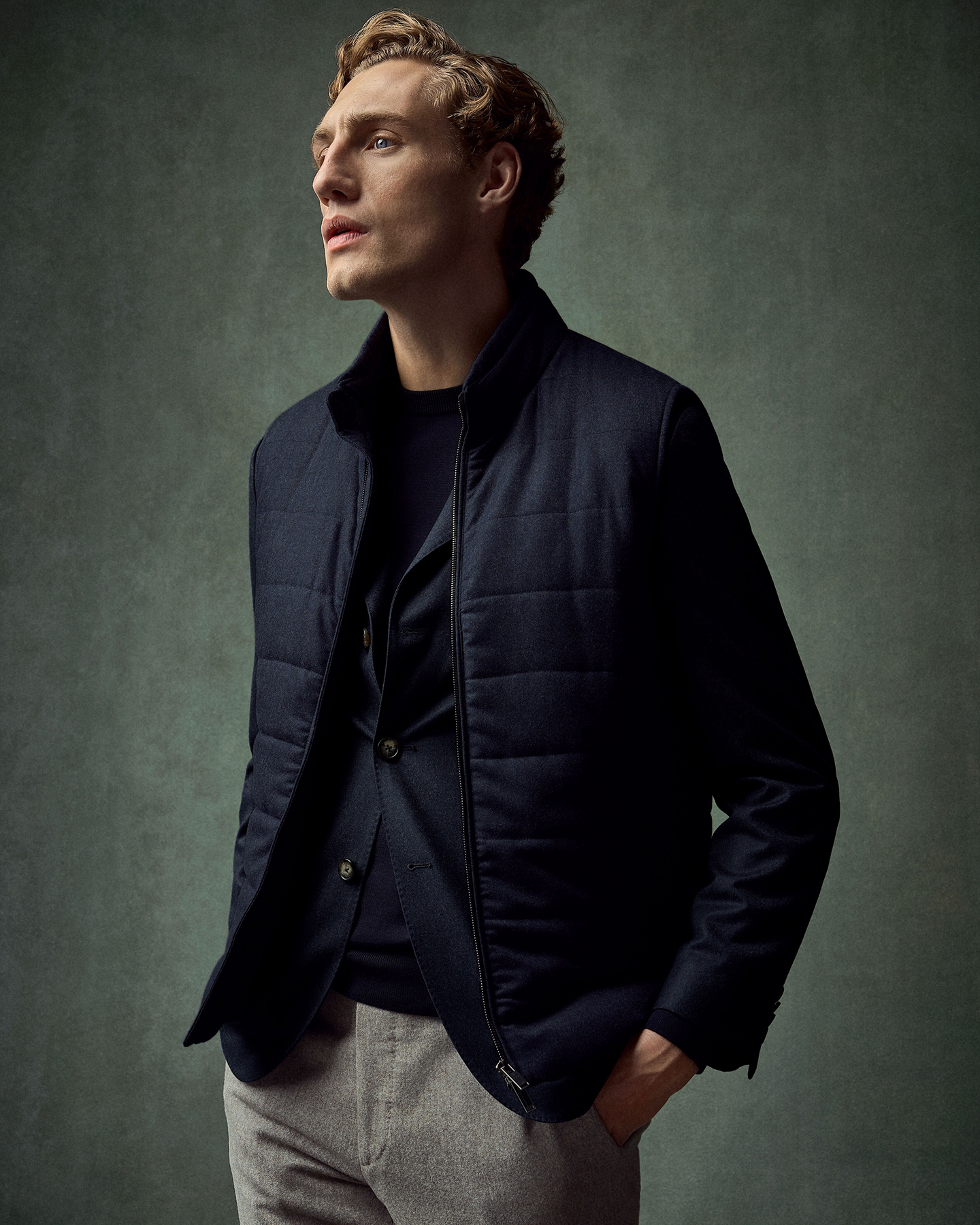 ジャケット・アウター ATON stand collar wool padded vest ジャケット・アウター ATON stand collar wool padded vest