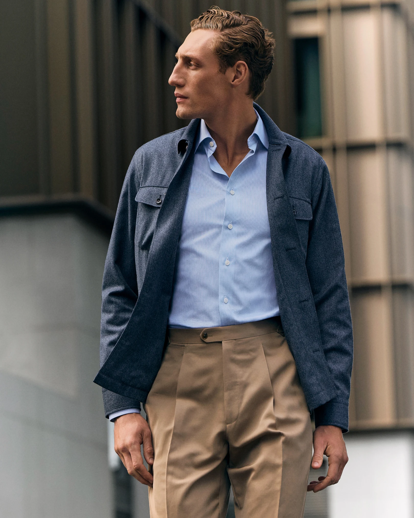 stripe signature twill shirt and chore jacket