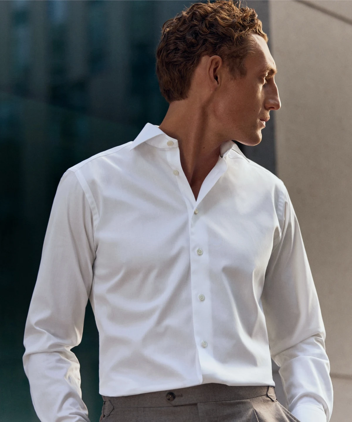white signature twill shirt model image