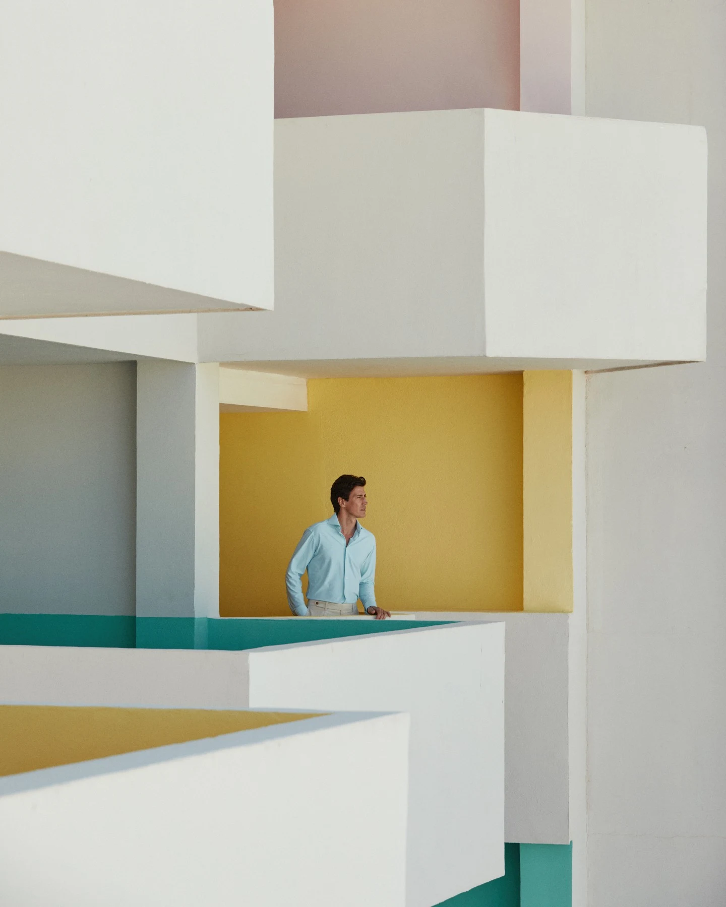 model gazing at water in shirt