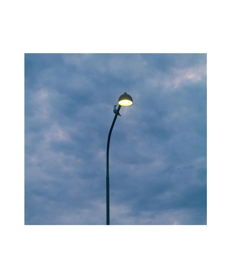 a lamp-post and the sky as background