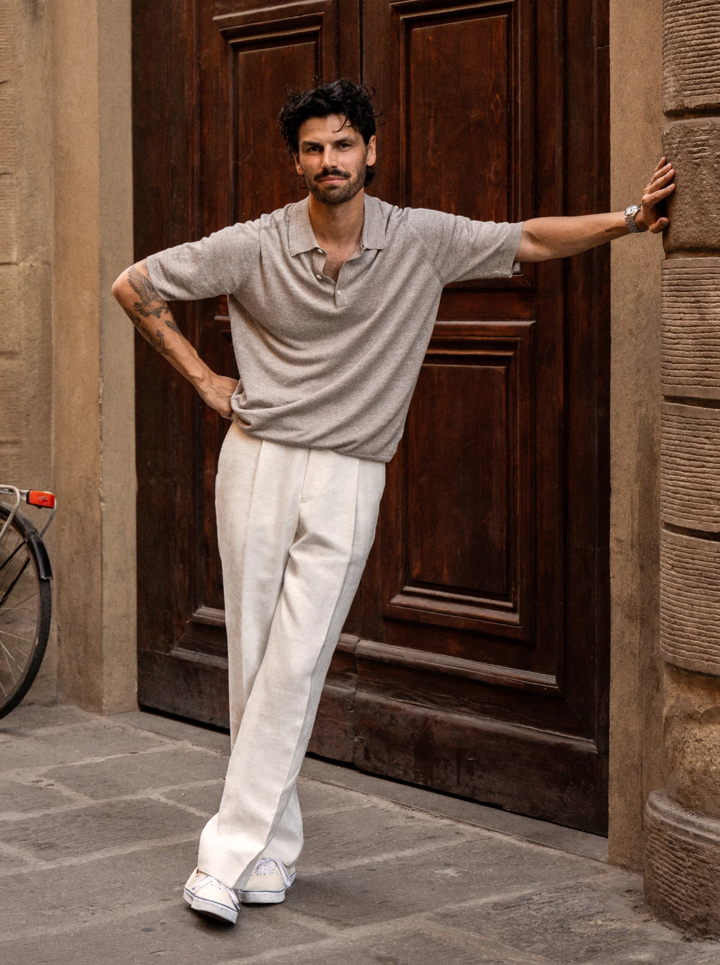 beige polo styled