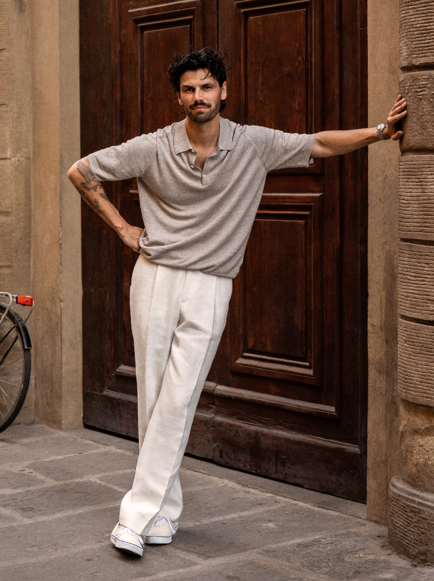 beige polo styled