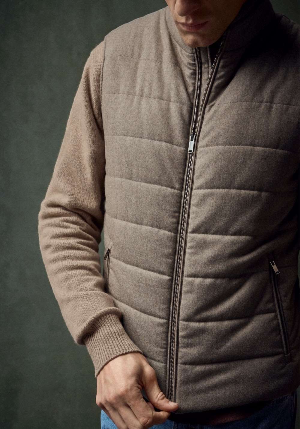 beige padded vest