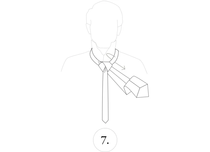 double windsor knot steps 7