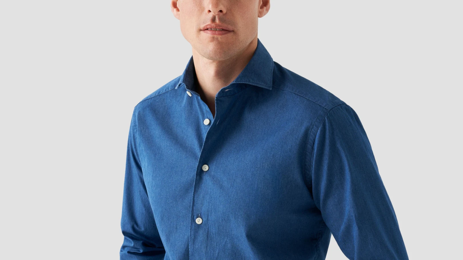 Lightweight Denim shirt on model