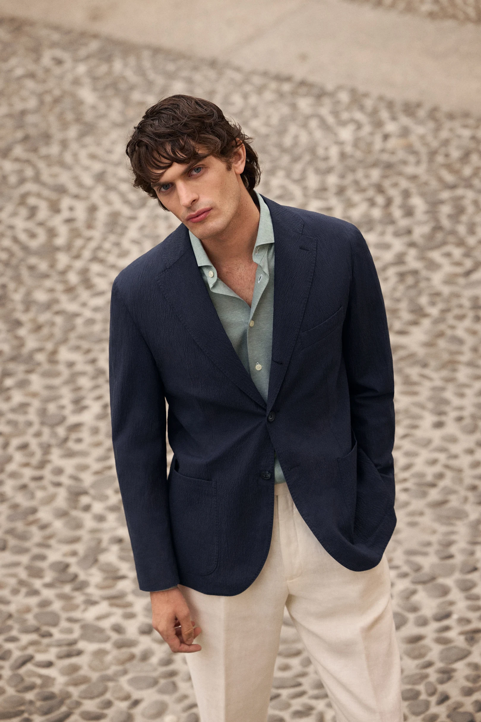 navy seersucker modell in milano
