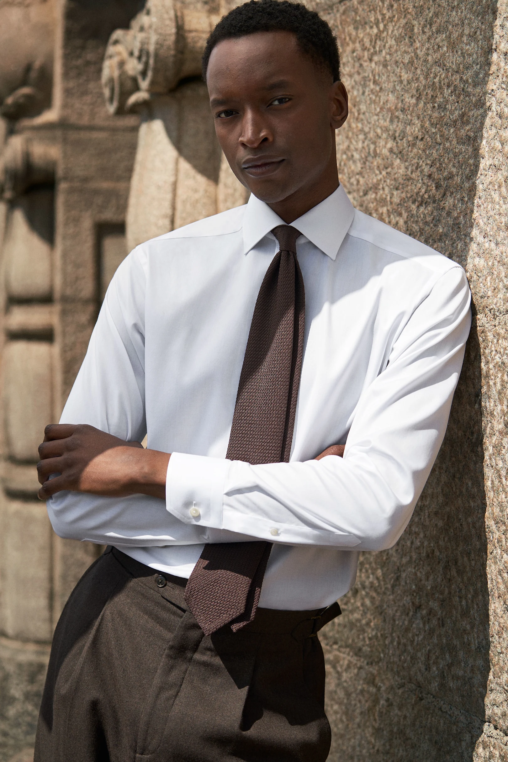 white signature twill shirt model image