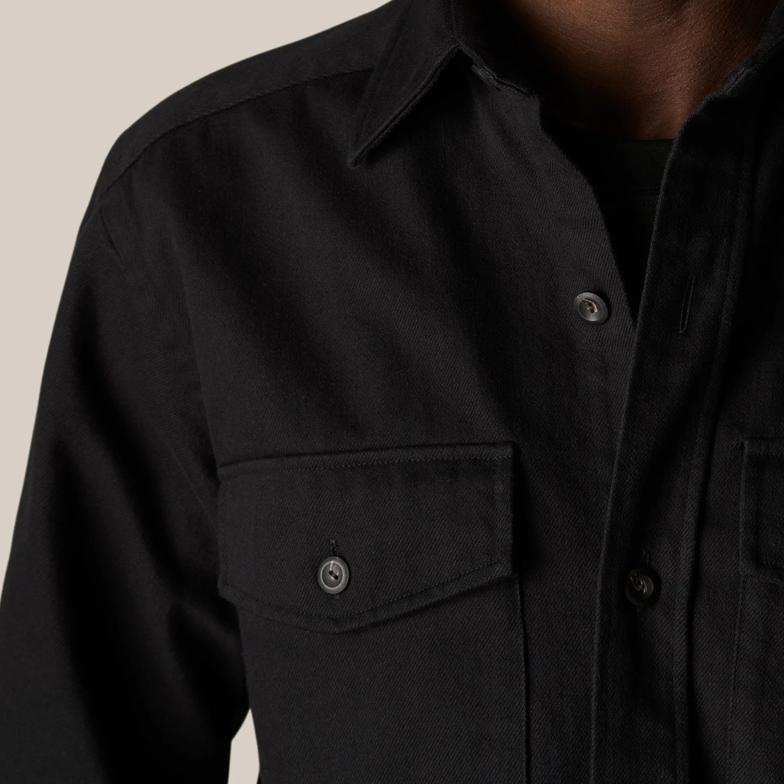 Black Heavy Denim Twill Overshirt - Eton