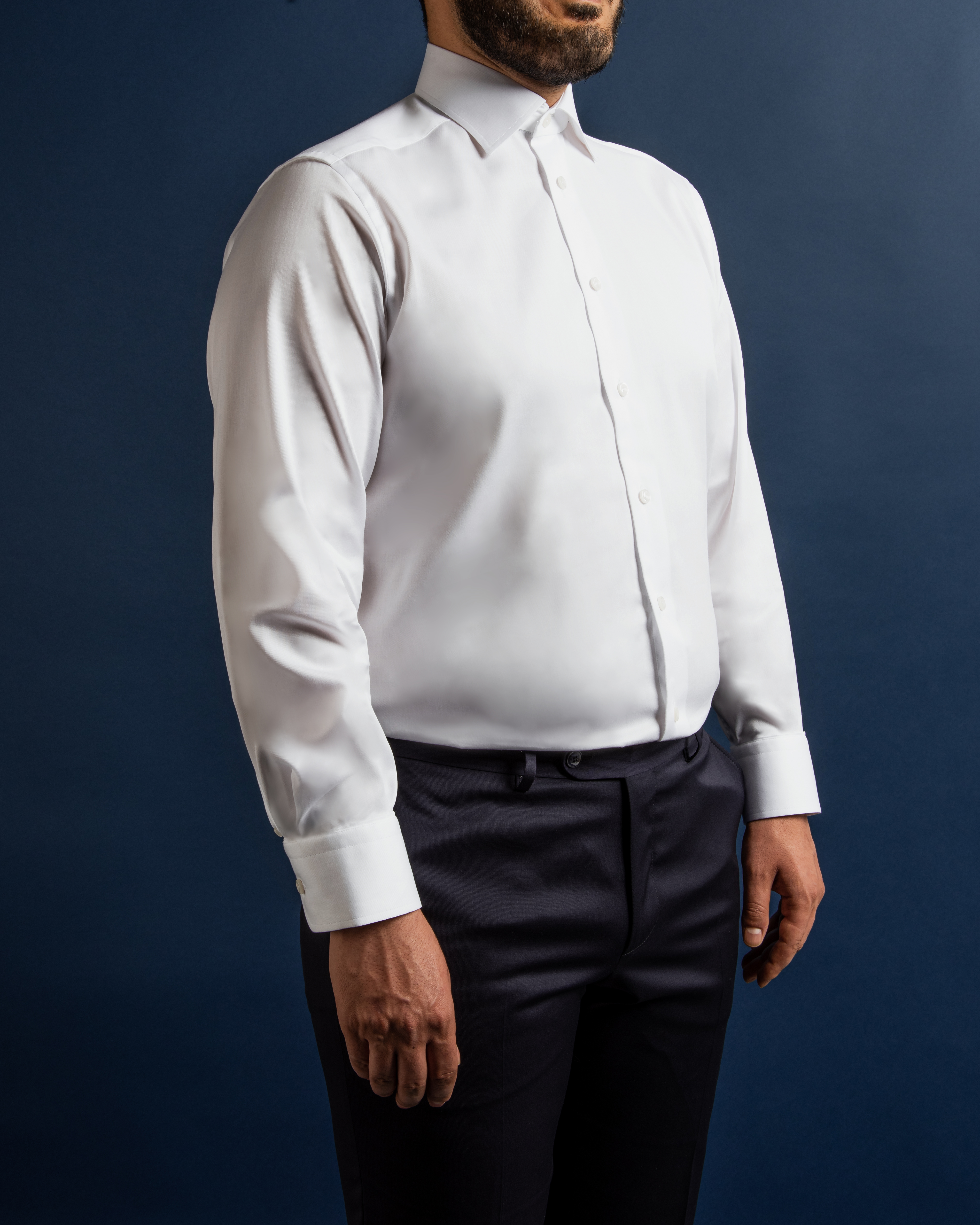 White Signature Twill Tuxedo Shirt - Eton