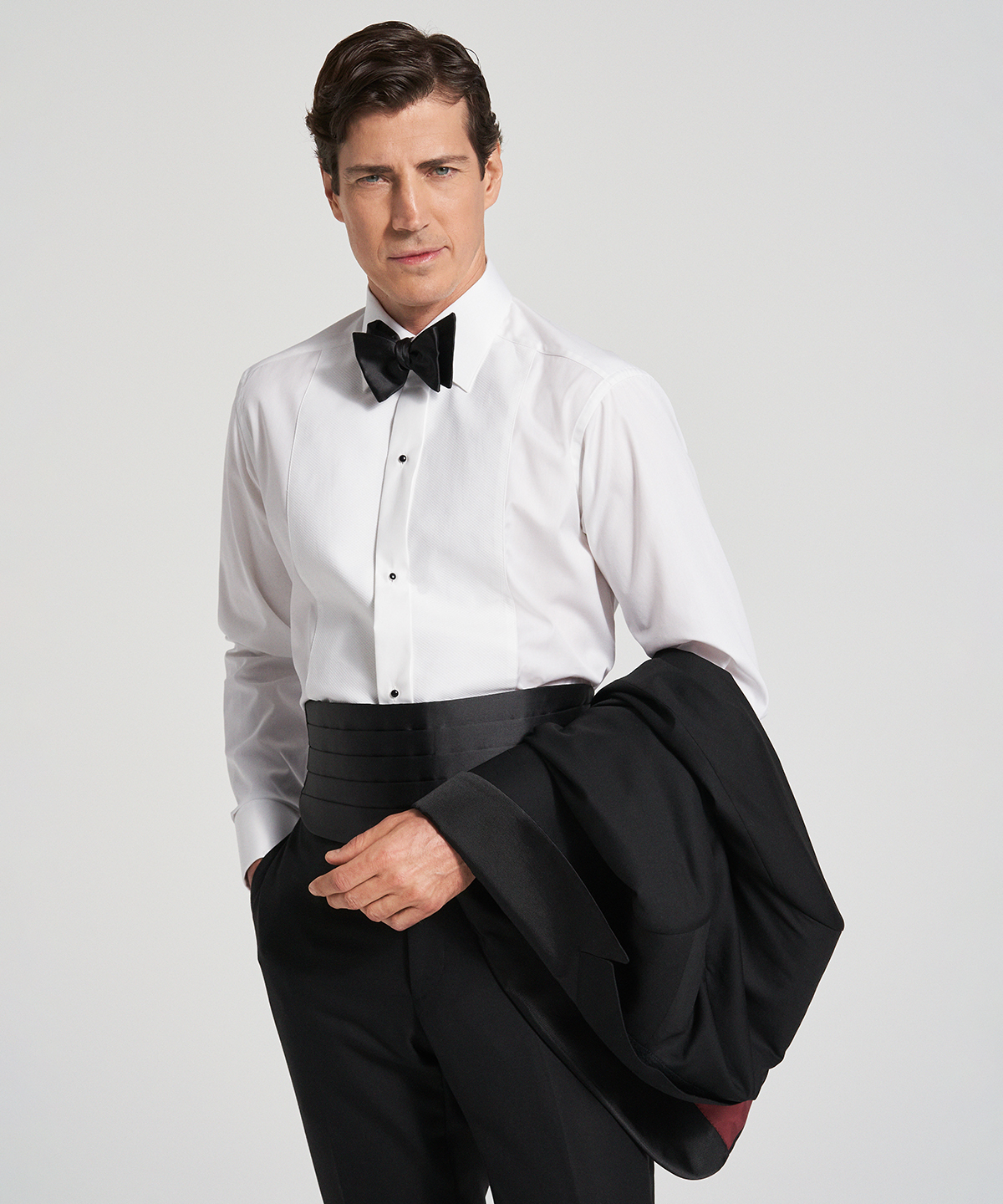 black shirt black tie