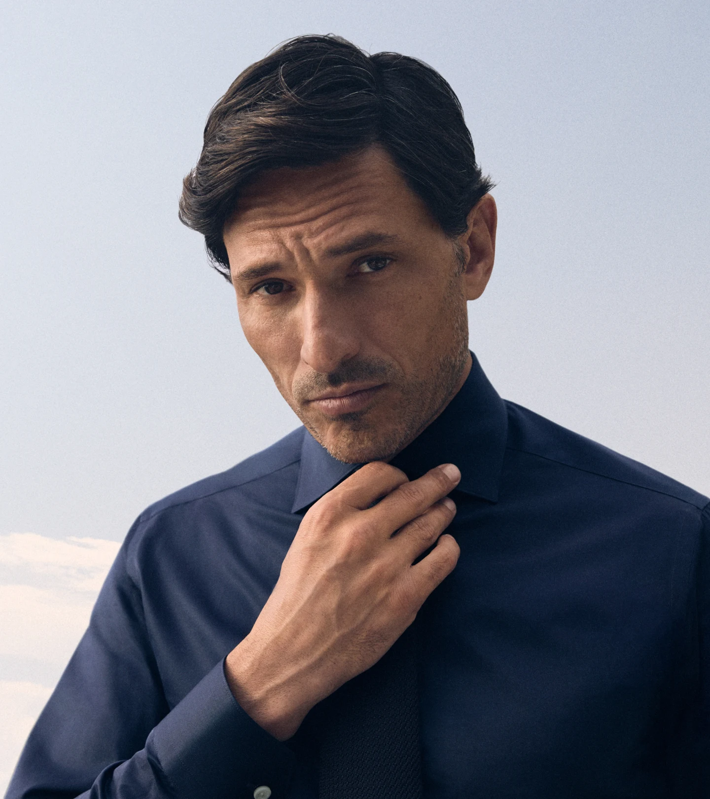 navy elevated twill shirt