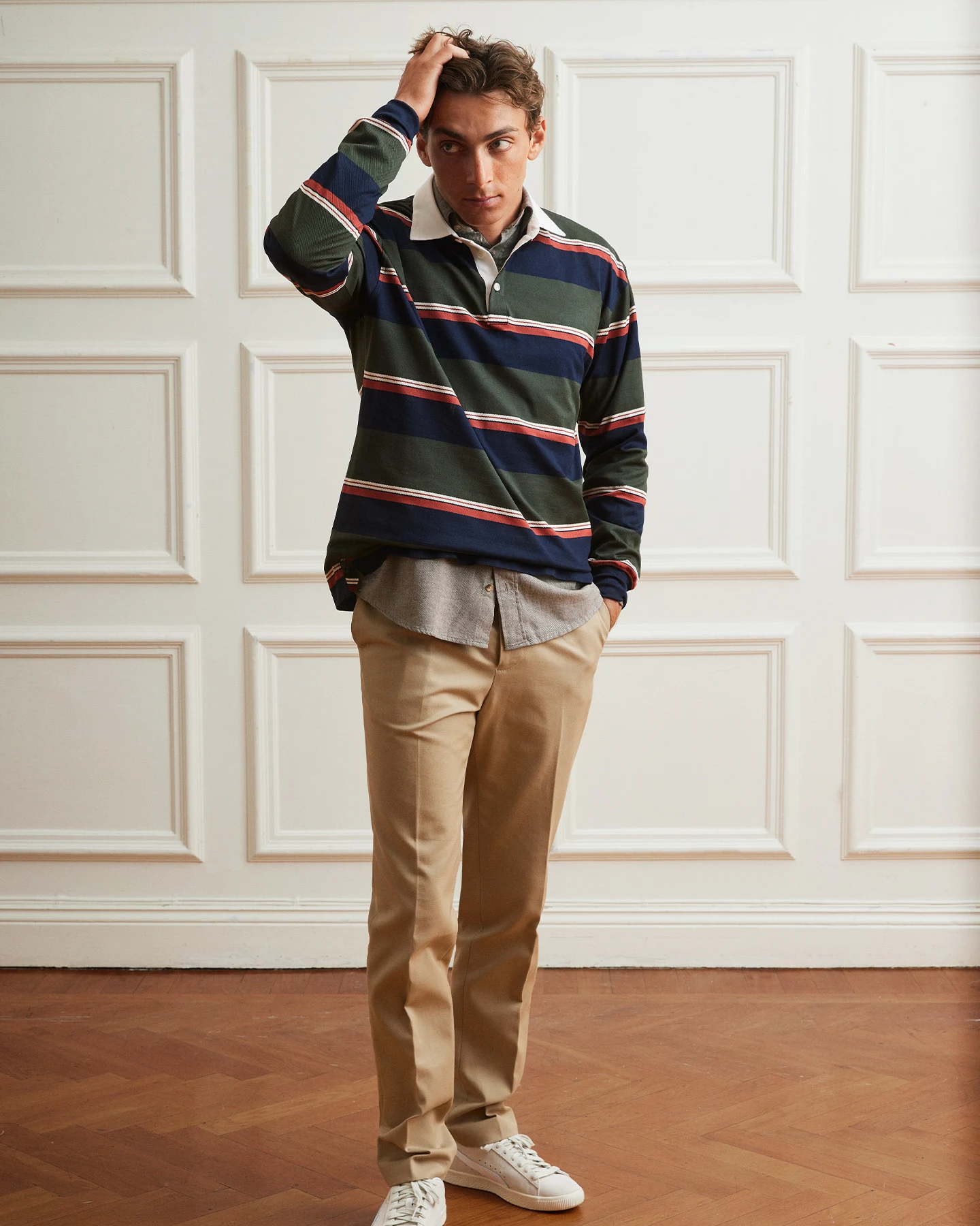 mondo duplantis in striped eton polo shirt