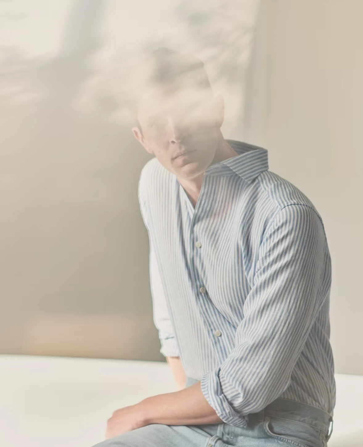 cool texture striped linen shirt